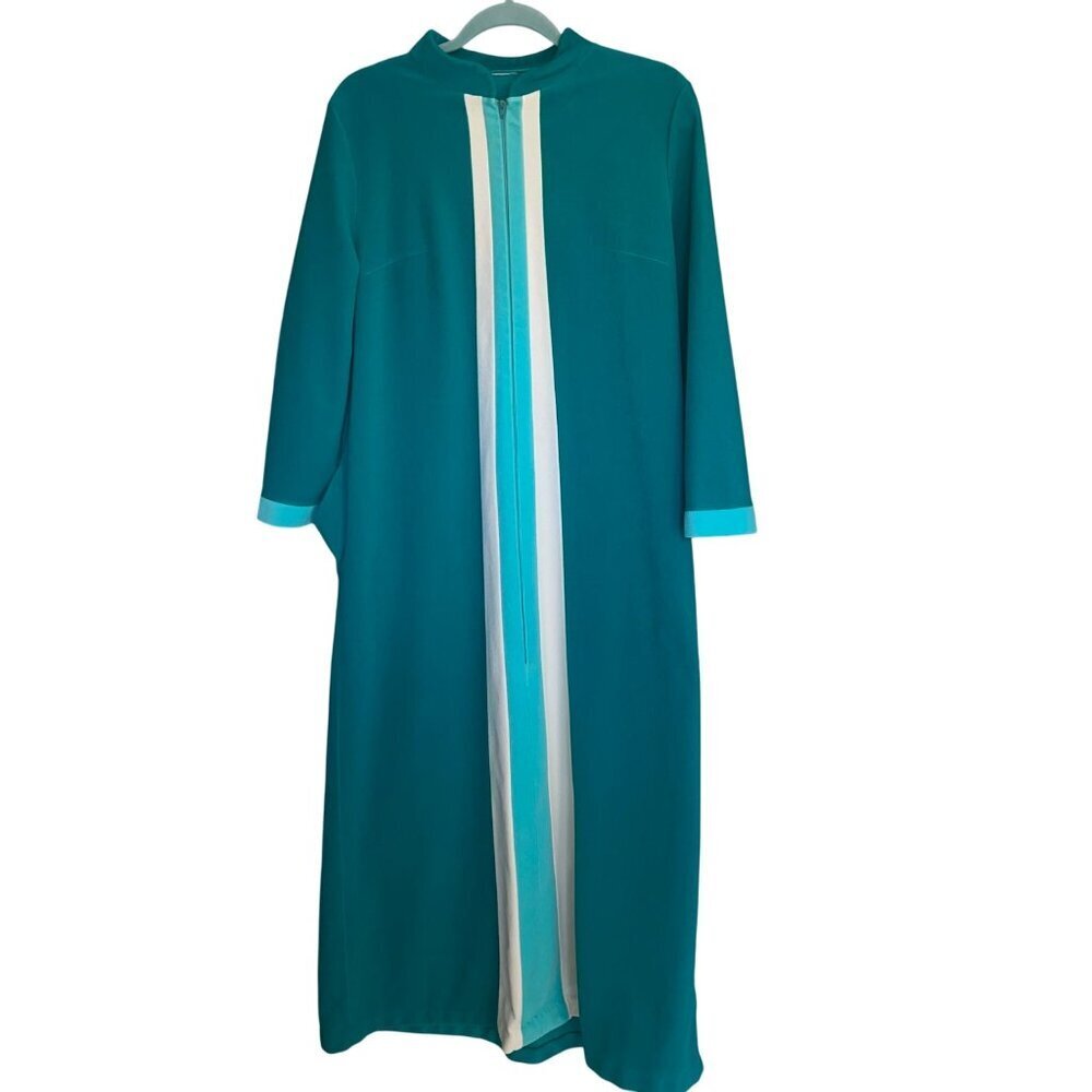 Vanity Fair Vintage Womens Robe Size Medium Green Dacron Pocket Casual